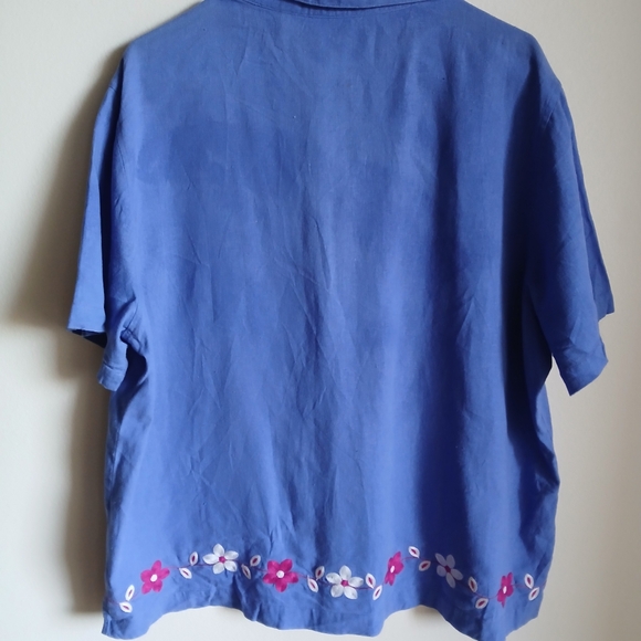  Kim Rogers Linen Blend Embroidered Floral Shirt Size 1X - Picture 9 of 9